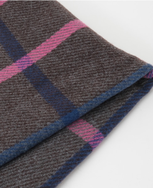 【ブロックチェックストール】 詳細画像 ブラウン 10