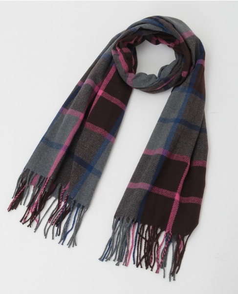 【ブロックチェックストール】 詳細画像 ブラウン 14