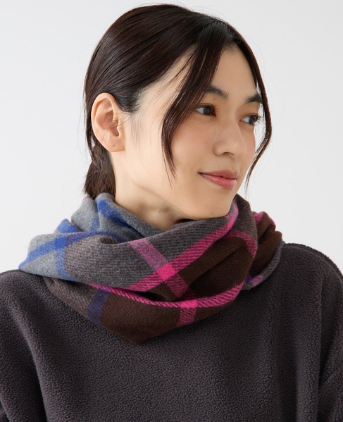【ブロックチェックストール】 詳細画像 ブラウン 2