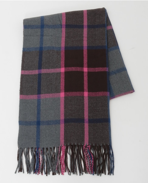 【ブロックチェックストール】 詳細画像 ブラウン 9