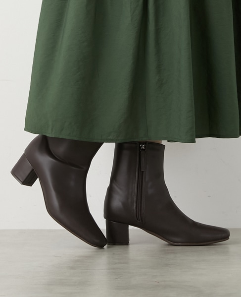 【スクエアートゥショートブーツ】 詳細画像 ブラウン 1