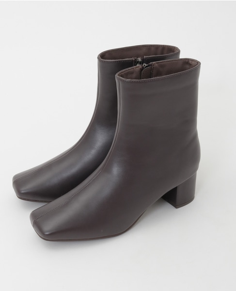 【スクエアートゥショートブーツ】 詳細画像 ブラウン 13
