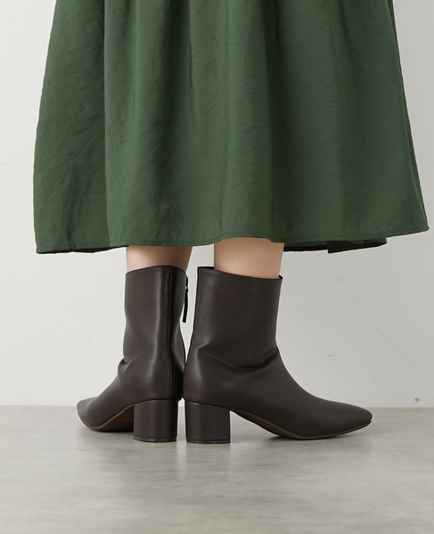 【スクエアートゥショートブーツ】 詳細画像 ブラウン 4