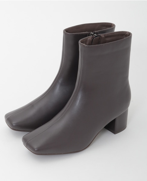 【スクエアートゥショートブーツ】 詳細画像 ブラウン 5