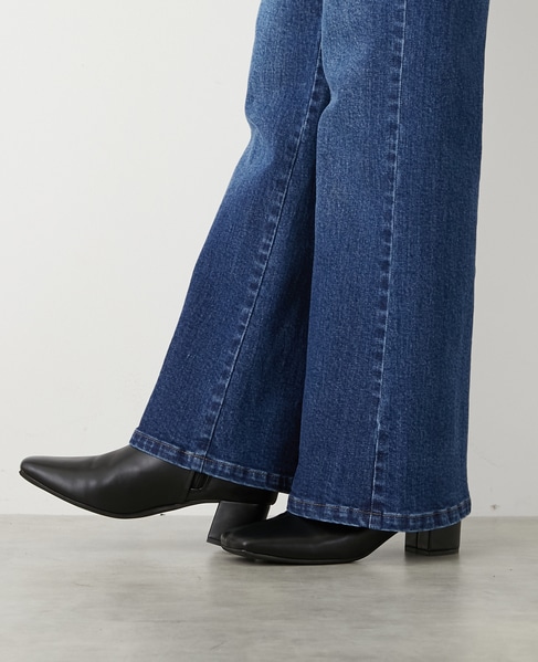 【スクエアートゥショートブーツ】 詳細画像 ブラック 3