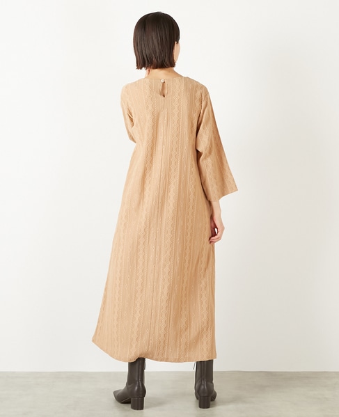 【カットジャガードロングワンピース】 詳細画像 ベージュ 4