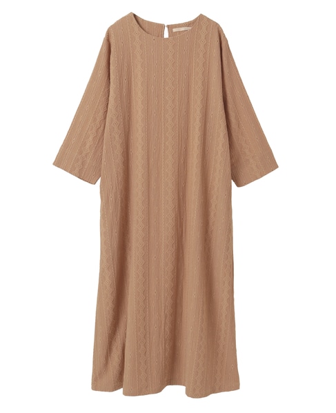 【カットジャガードロングワンピース】 詳細画像 ベージュ 8