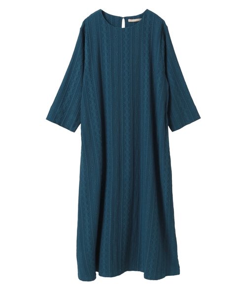 【カットジャガードロングワンピース】 詳細画像 ブルー 10