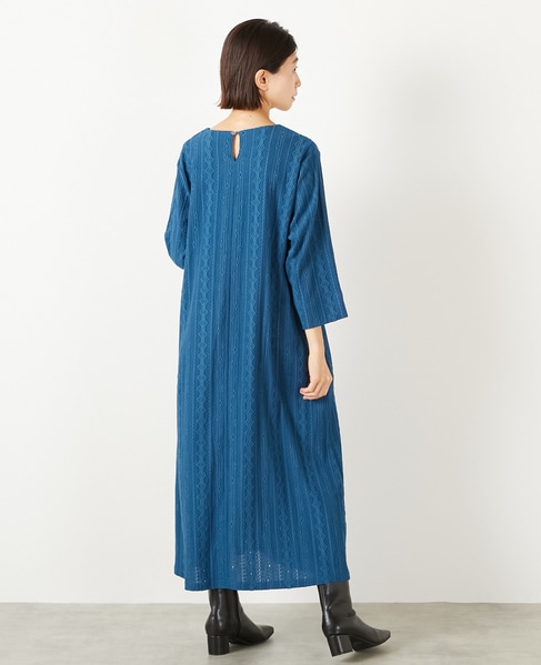 【カットジャガードロングワンピース】 詳細画像 ブルー 5