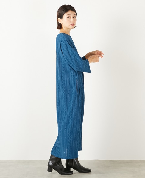 【カットジャガードロングワンピース】 詳細画像 ブルー 6