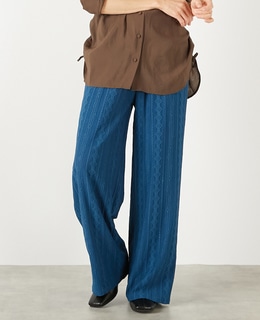 【幾何無地柄のカットジャガードパンツ】