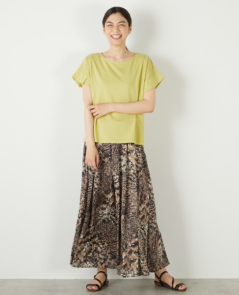 【接触冷感加工タックデザインフレンチスリーブカットプル】 詳細画像 イエロー 8