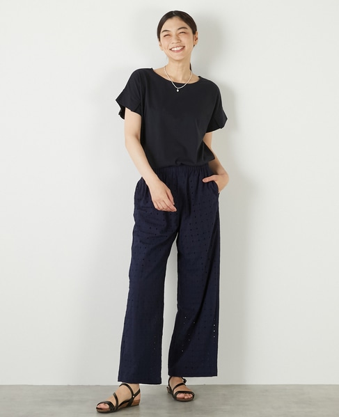 【接触冷感加工タックデザインフレンチスリーブカットプル】 詳細画像 ダークネイビー 2