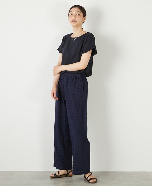 【接触冷感加工タックデザインフレンチスリーブカットプル】 詳細画像 ダークネイビー 4