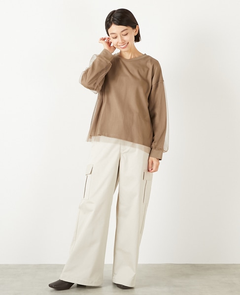 【コットン天竺×ソフトチュールカットプル】 詳細画像 モカ 3