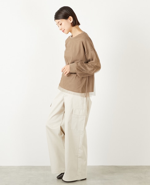 【コットン天竺×ソフトチュールカットプル】 詳細画像 モカ 4