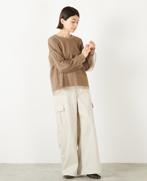 【コットン天竺×ソフトチュールカットプル】 詳細画像 モカ 7