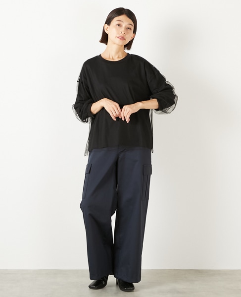 【コットン天竺×ソフトチュールカットプル】 詳細画像 ブラック 2