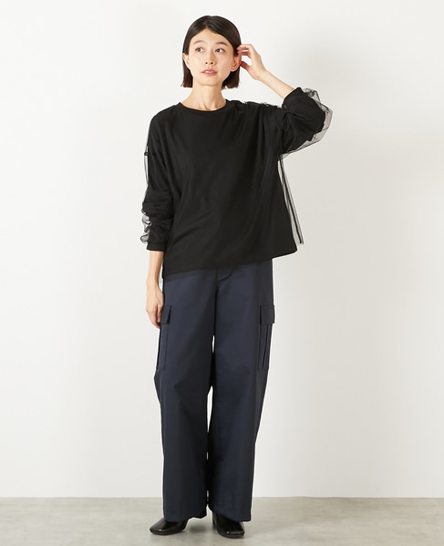 【コットン天竺×ソフトチュールカットプル】 詳細画像 ブラック 3
