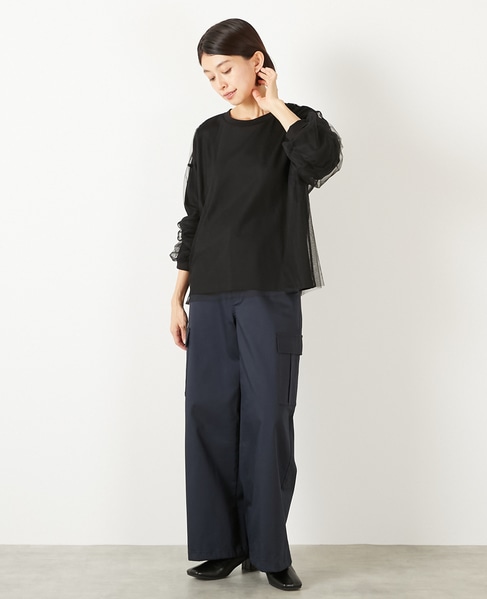 【コットン天竺×ソフトチュールカットプル】 詳細画像 ブラック 4