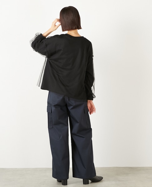 【コットン天竺×ソフトチュールカットプル】 詳細画像 ブラック 6