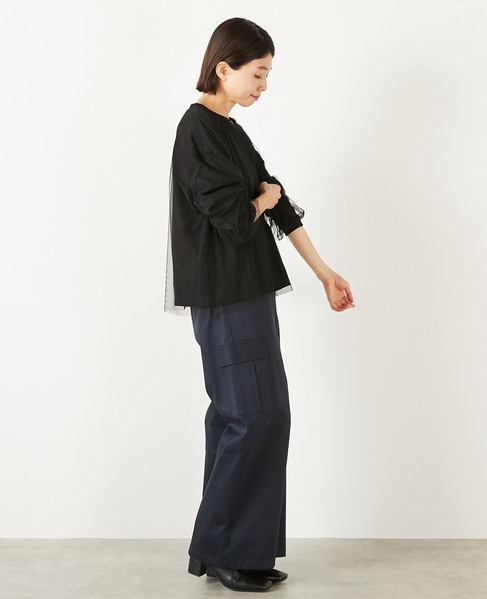 【コットン天竺×ソフトチュールカットプル】 詳細画像 ブラック 7