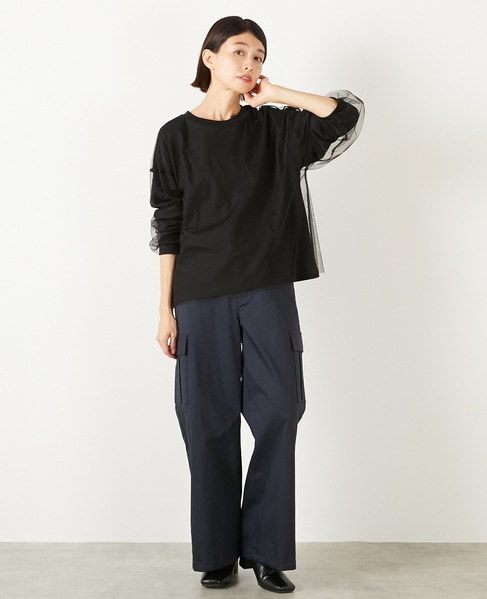 【コットン天竺×ソフトチュールカットプル】 詳細画像 ブラック 8