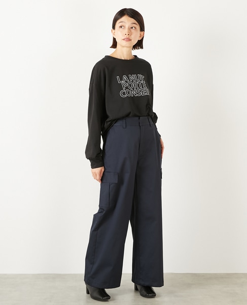 【ミニ裏毛ロゴPTロングスリーブTシャツ】 詳細画像 ブラック 8