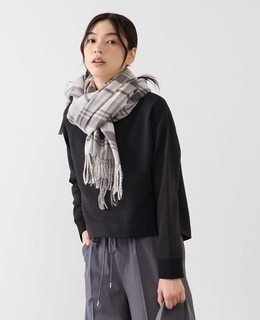 【ワッフルクロプドクルーネックカットプルオーバー】