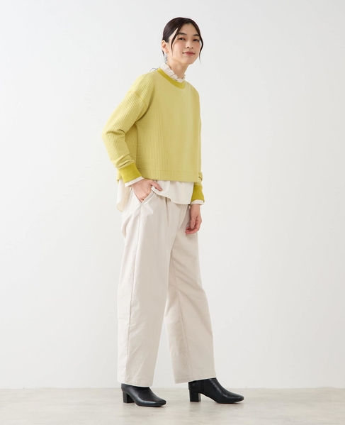 【ワッフルクロプドクルーネックカットプルオーバー】 詳細画像 イエロー 7