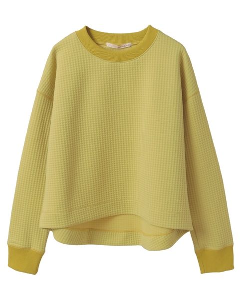【ワッフルクロプドクルーネックカットプルオーバー】 詳細画像 イエロー 9