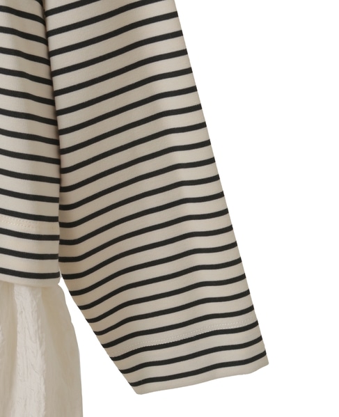 【異素材ドッキングプルオーバー】 詳細画像 ホワイト×ブラック 12