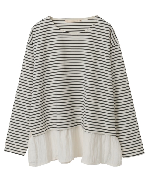 【異素材ドッキングプルオーバー】 詳細画像 ホワイト×ブラック 14