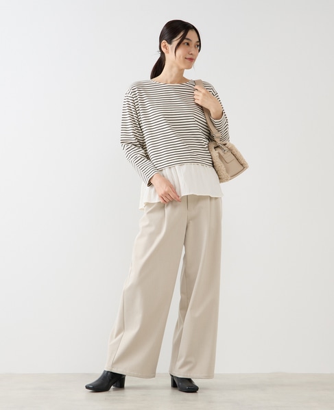 【異素材ドッキングプルオーバー】 詳細画像 ホワイト×ブラック 2