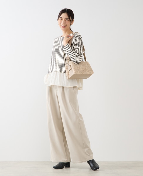 【異素材ドッキングプルオーバー】 詳細画像 ホワイト×ブラック 3