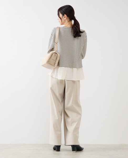 【異素材ドッキングプルオーバー】 詳細画像 ホワイト×ブラック 4