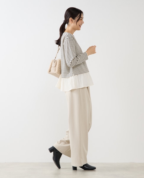 【異素材ドッキングプルオーバー】 詳細画像 ホワイト×ブラック 6