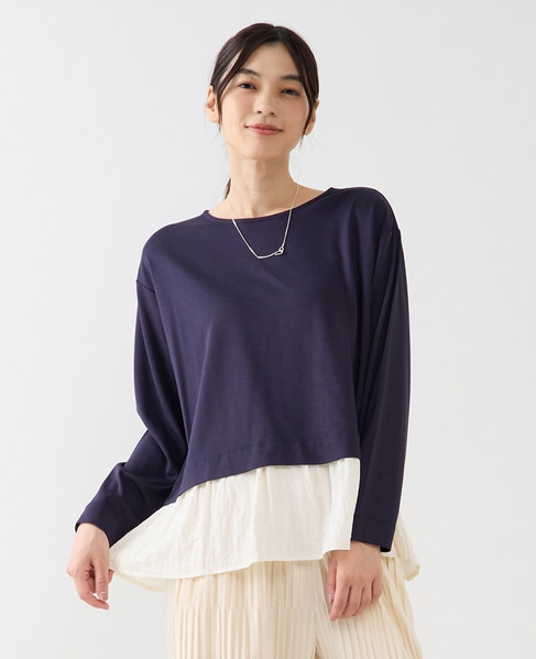 【異素材ドッキングプルオーバー】 詳細画像 ネイビー 1