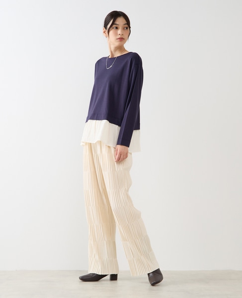 【異素材ドッキングプルオーバー】 詳細画像 ネイビー 3