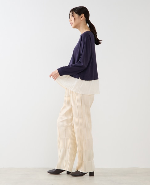 【異素材ドッキングプルオーバー】 詳細画像 ネイビー 4