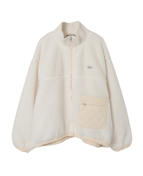【LACOSTE/ラコステ】リブニットスタンドカラーボアジャケット 詳細画像 オフホワイト 1