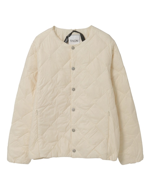 【TAION /タイオン】クルーネックダウンジャケット 詳細画像 オフホワイト 1