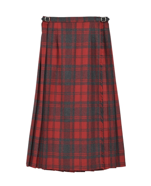 【O'NEIL OF DUBLIN/オニールオブダブリン】ウール ロングキルトスカート 詳細画像 レッド系その他 1