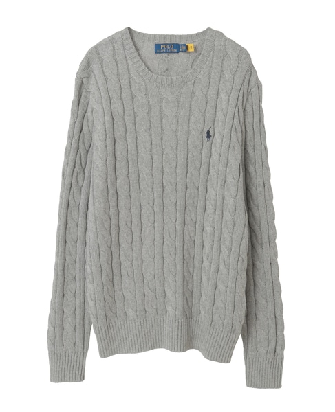 【POLO RALPH LAUREN/ポロラルフローレン】コットンケーブルクルーネックセーター 詳細画像 グレー 1