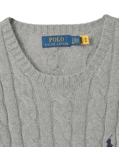 【POLO RALPH LAUREN/ポロラルフローレン】コットンケーブルクルーネックセーター 詳細画像 グレー 3