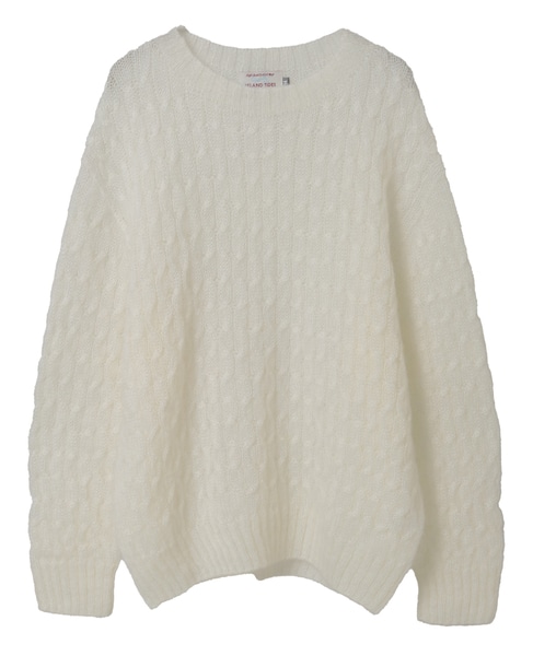 【ISLAND TIDES/アイランド タイド】ケーブル編みニットプルオーバー 詳細画像 オフホワイト 2