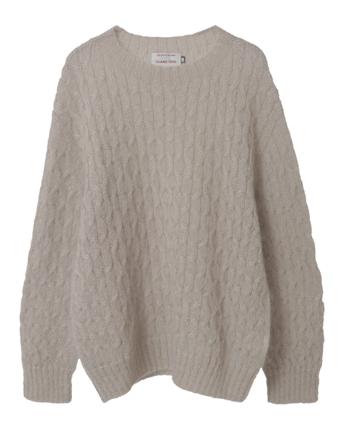 【ISLAND TIDES/アイランド タイド】ケーブル編みニットプルオーバー 詳細画像 グレイッシュベージュ 2