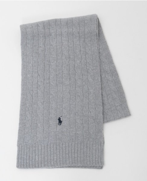 【PORO RALPH LAUREN/ポロラルフローレン】クラシックケーブルスカーフ 詳細画像 グレー 1
