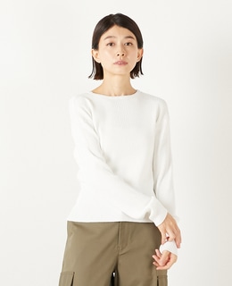 【ワイドリブラウンドネック2WAYカーディガン】