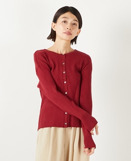 【ワイドリブラウンドネック2WAYカーディガン】